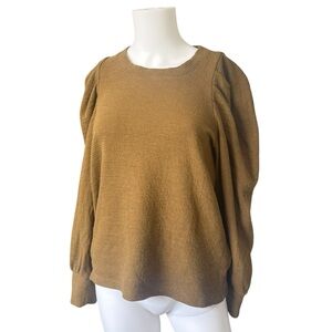 Madewell Pleated Statement-Sleeve Top in Asparagus Green Knit Womens Size Medium